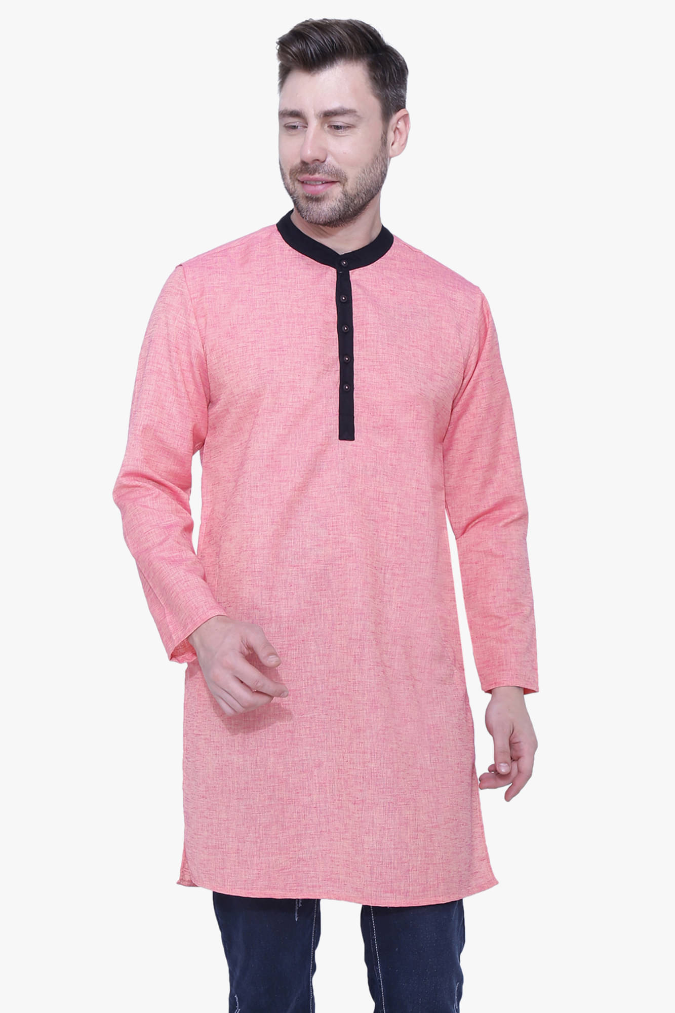     			Kuons Avenue Peach Linen Men's Regular Kurta ( Pack of 1 )