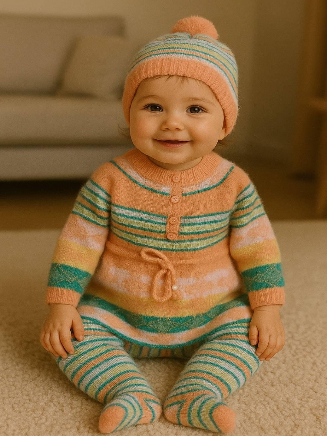     			LeafBird Pack of 1 Baby Girls Woollen Sweater ( Orange )