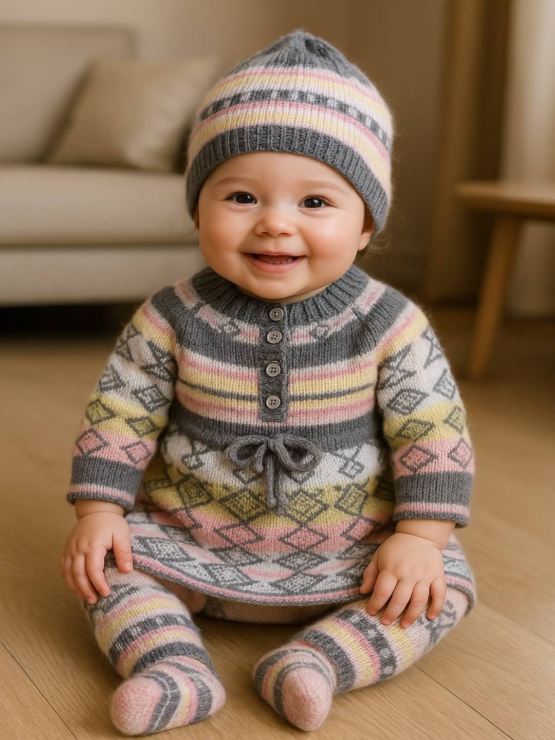     			LeafBird Pack of 1 Baby Girls Woollen Sweater ( Grey )