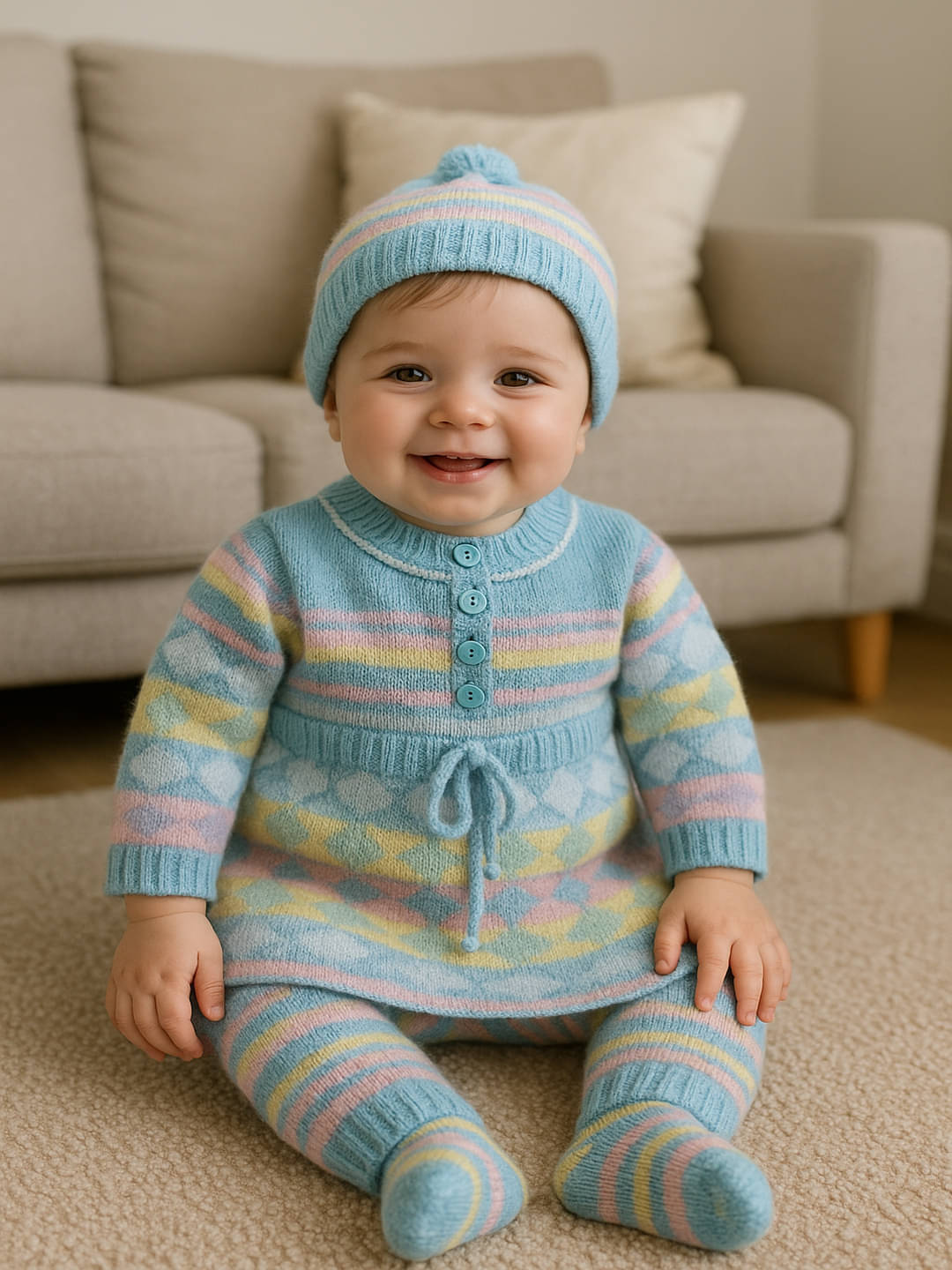     			LeafBird Pack of 1 Baby Girls Woollen Sweater ( Blue )