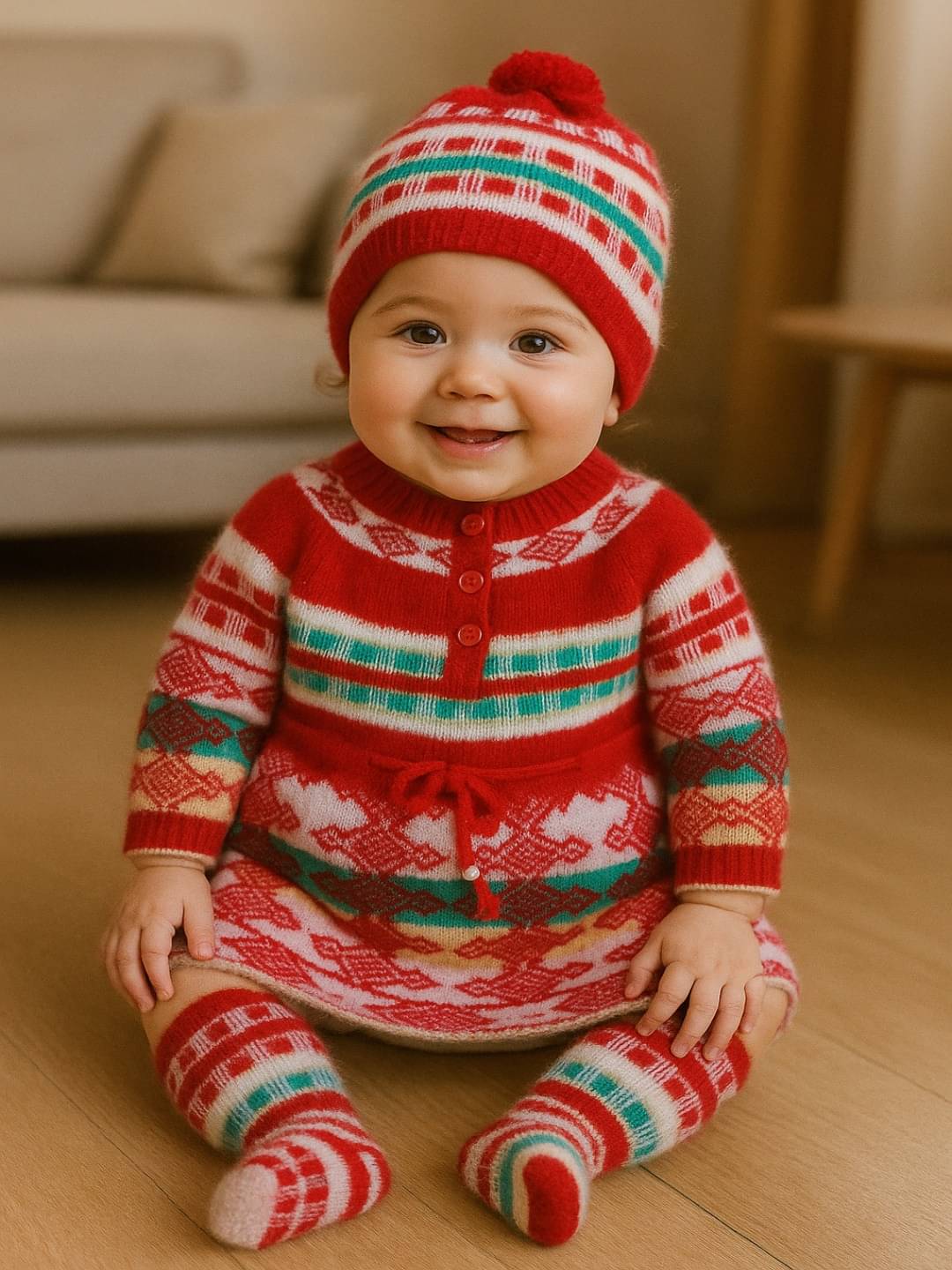     			LeafBird Pack of 1 Baby Girls Woollen Sweater ( Red )