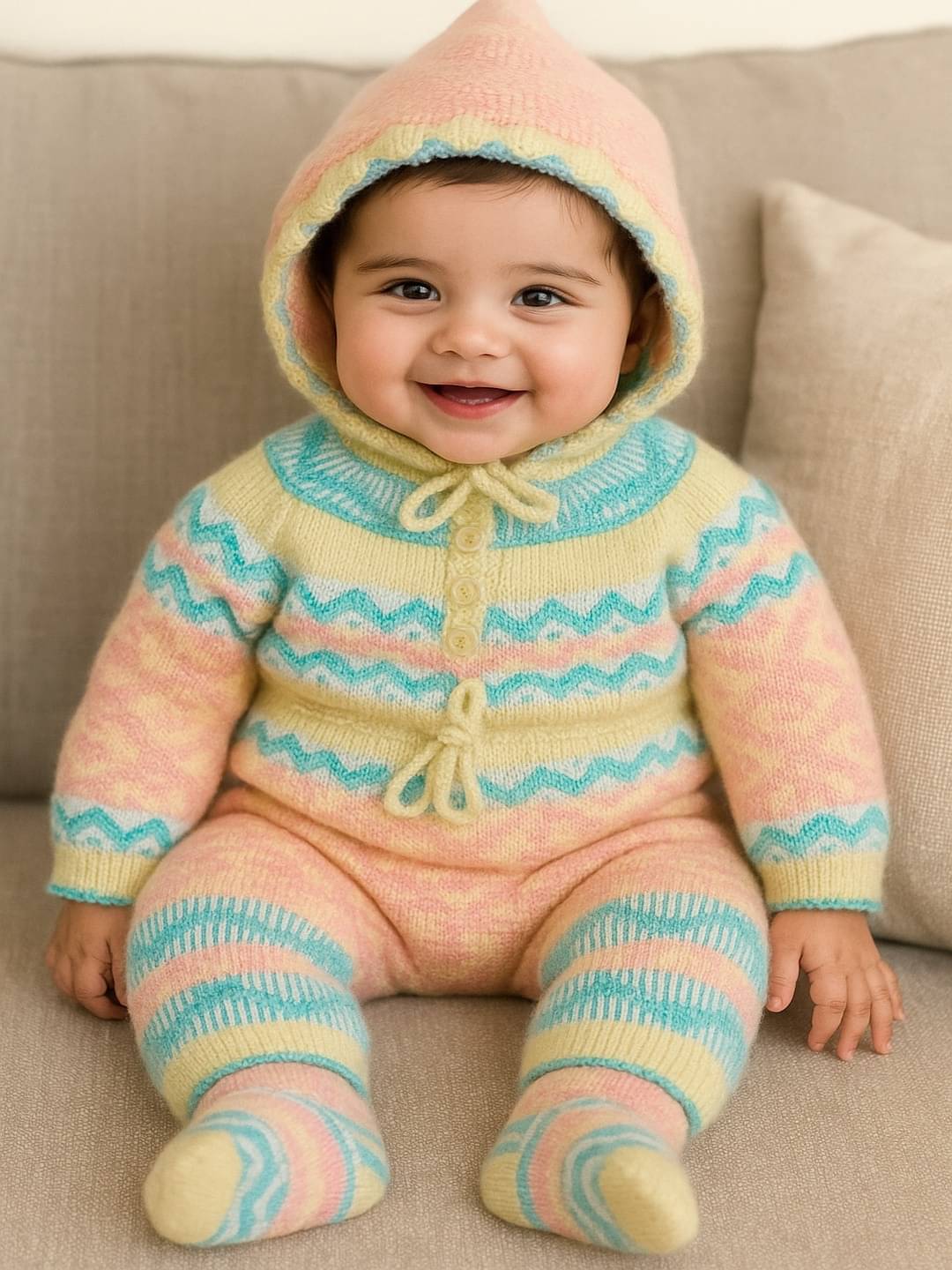     			LeafBird Pack of 1 Baby Girls Woollen Sweater ( Peach )