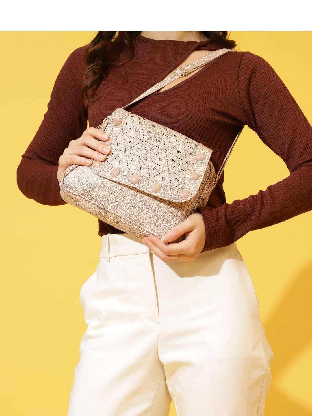     			Life Roads Sling Bag PU Set of 1 ( Beige )