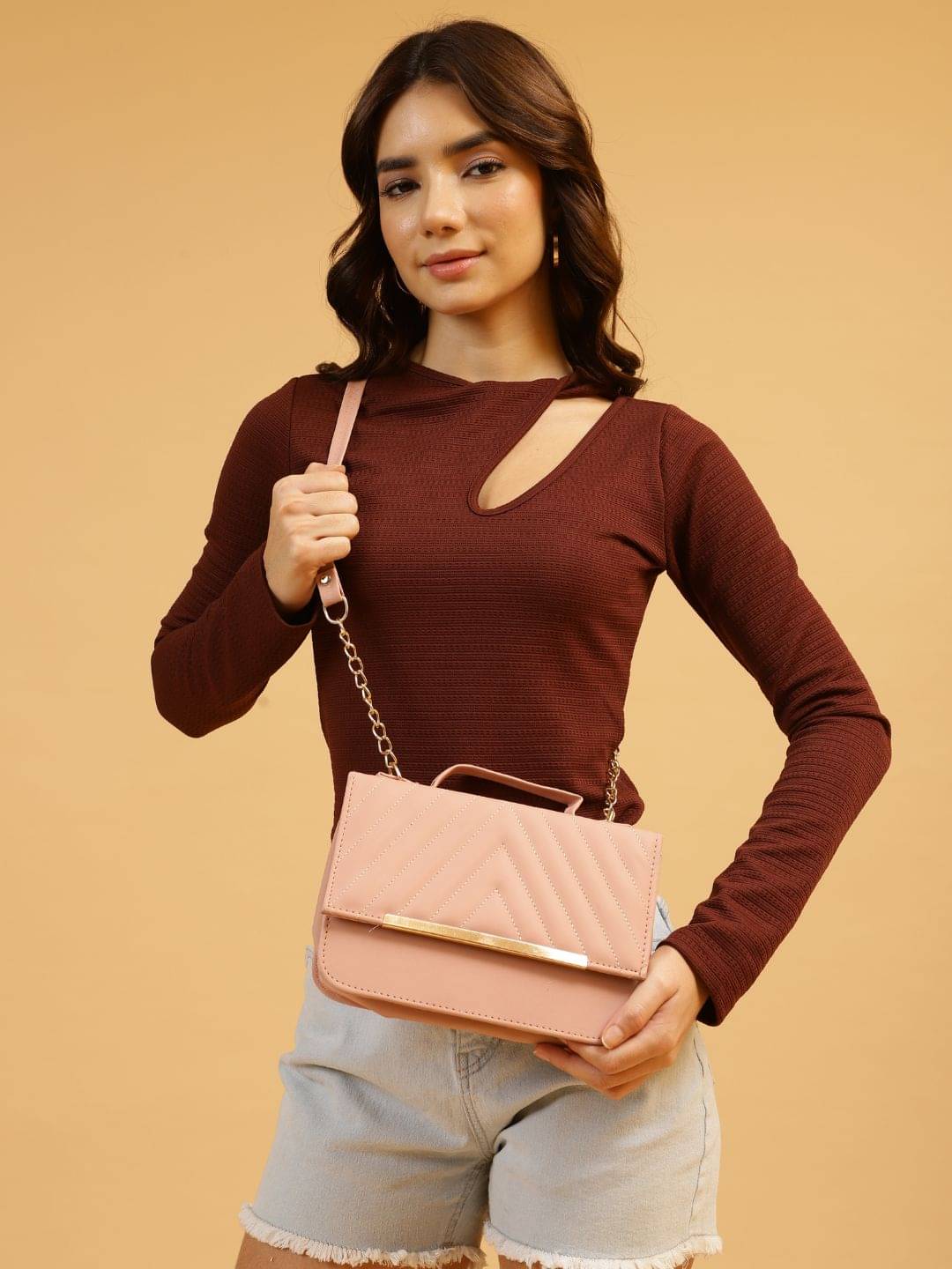     			Life Roads Sling Bag PU Set of 1 ( Pink )