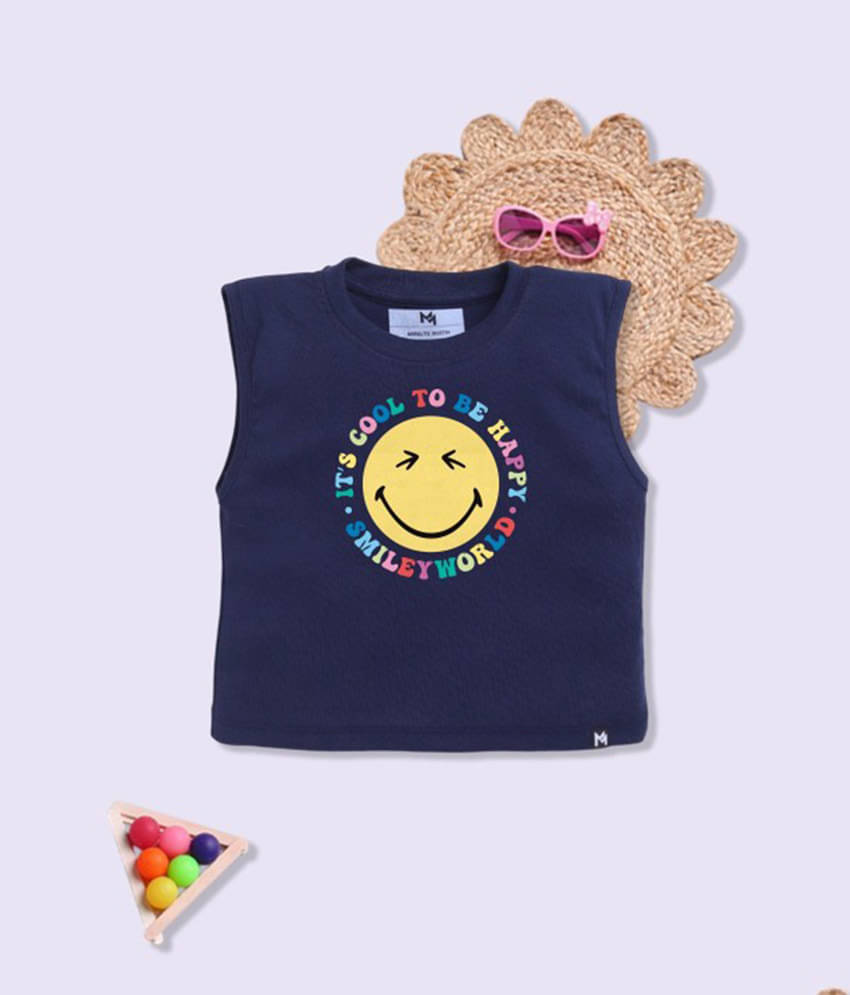     			MINUTE MIRTH Pack of 1 Girls Cotton Blend Top ( Blue )
