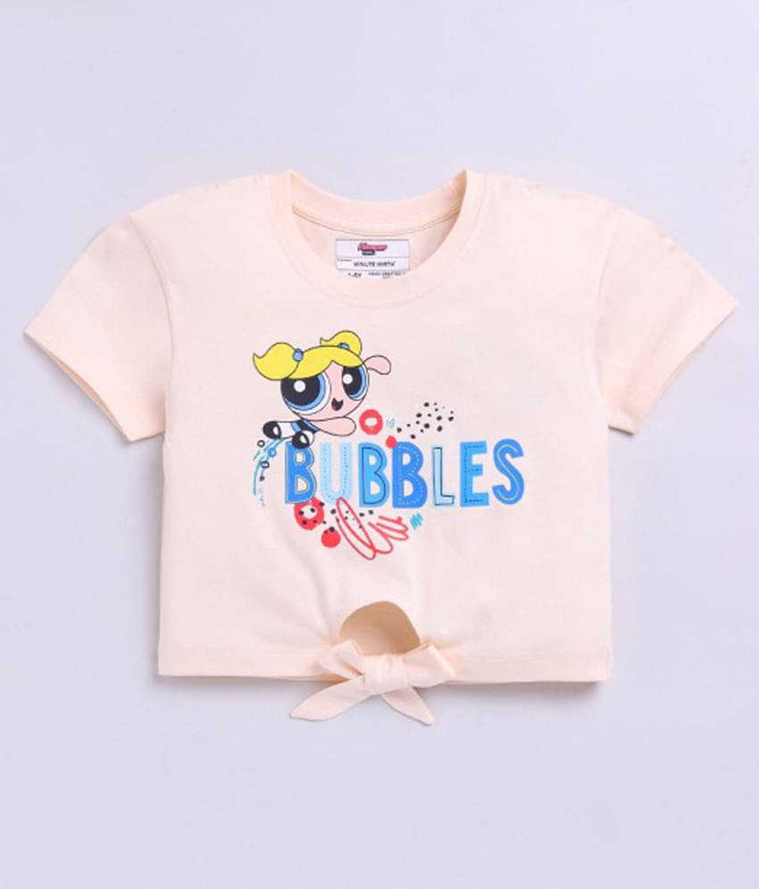     			MINUTE MIRTH Pack of 1 Girls Cotton Top ( Off White )