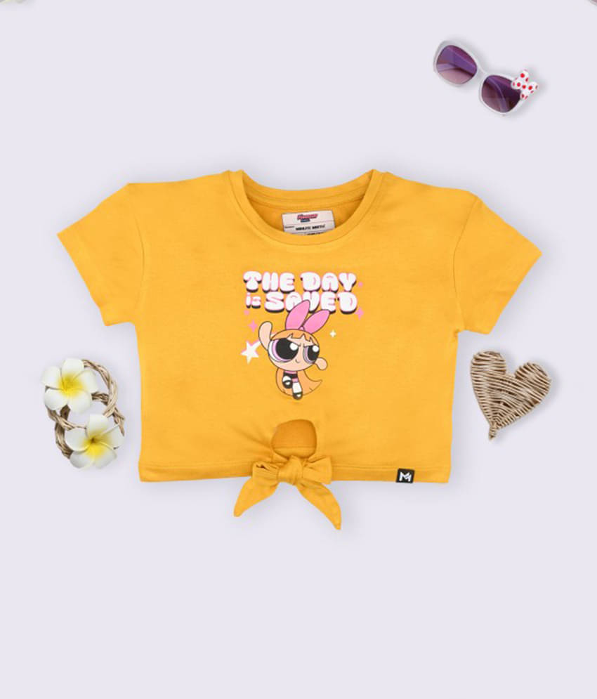     			MINUTE MIRTH Pack of 1 Girls Cotton Blend Top ( Mustard )