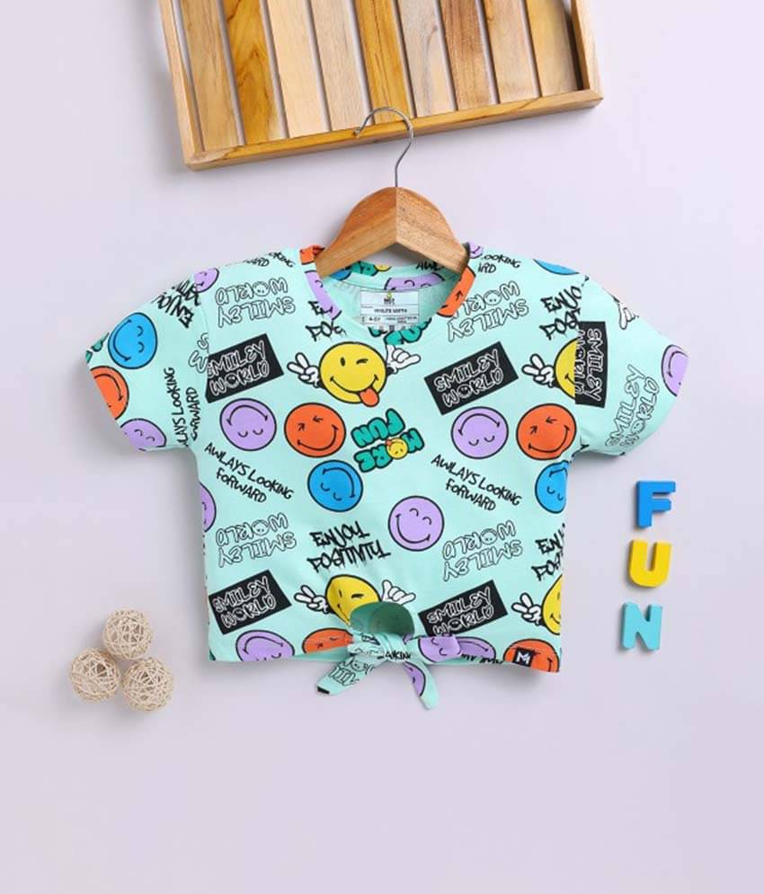     			MINUTE MIRTH Pack of 1 Girls Cotton Top ( Green )