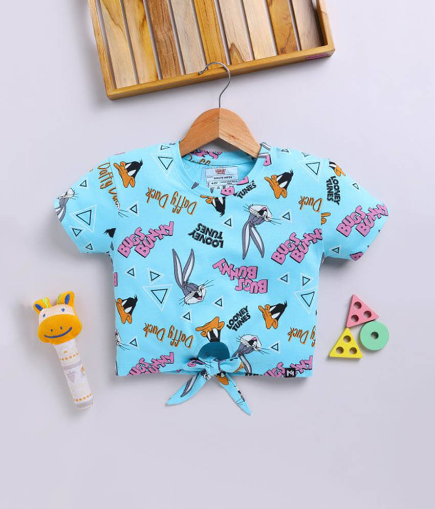     			MINUTE MIRTH Pack of 1 Girls Cotton Top ( Blue )