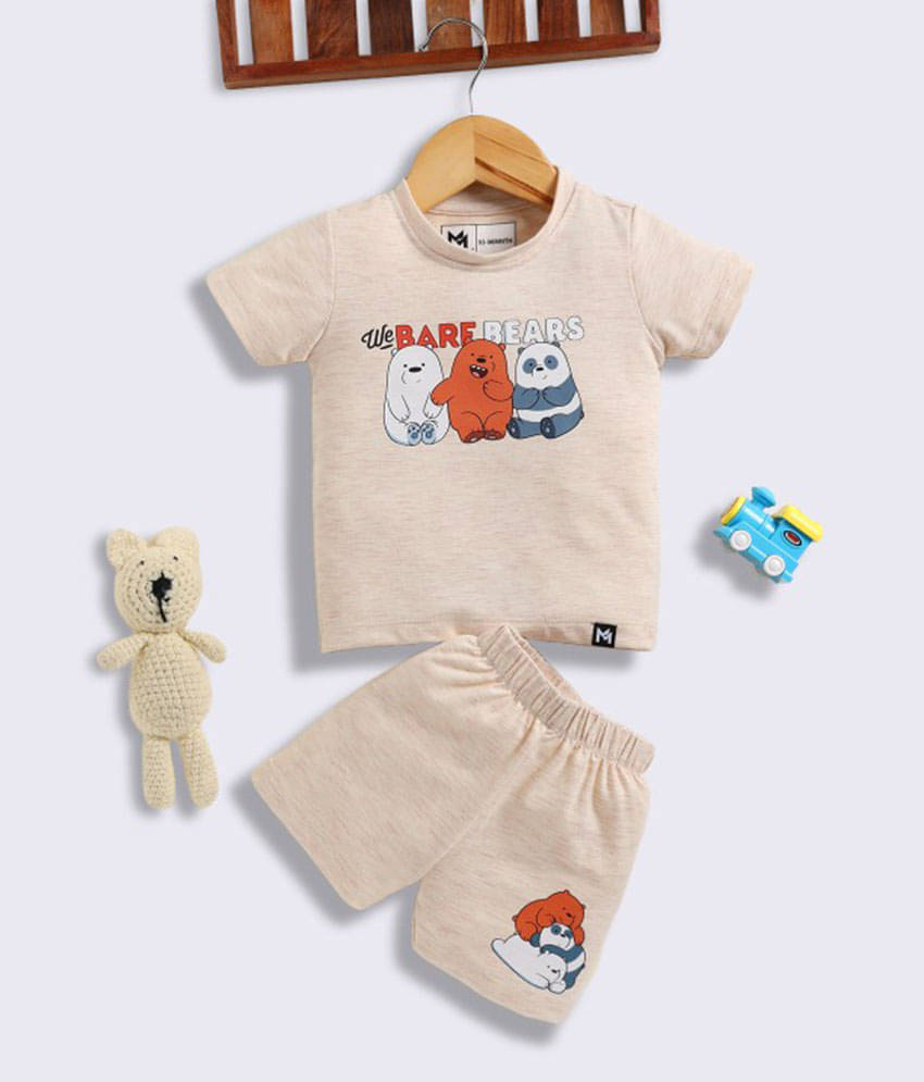     			MINUTE MIRTH Pack of 1 Baby Girls Cotton Blend Top & Shorts ( Beige )