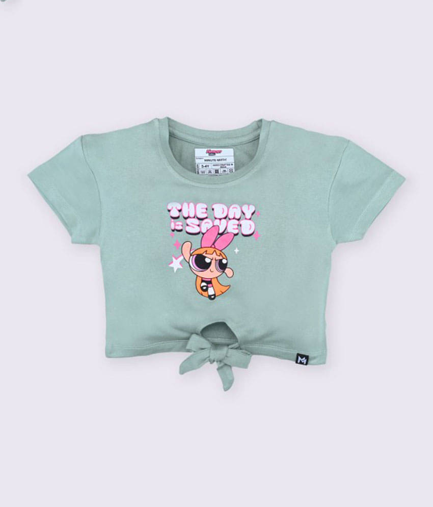     			MINUTE MIRTH Pack of 1 Girls Cotton Blend Top ( Sea Green )