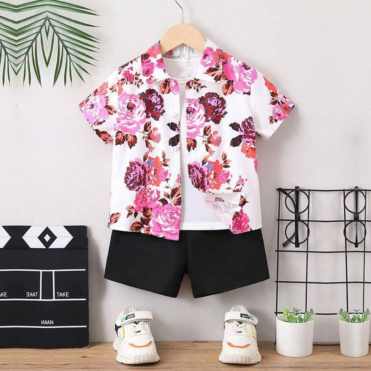 Ocvito Pack of 1 Baby Boys Cotton Blend Shirt & Shorts Set ( Black )