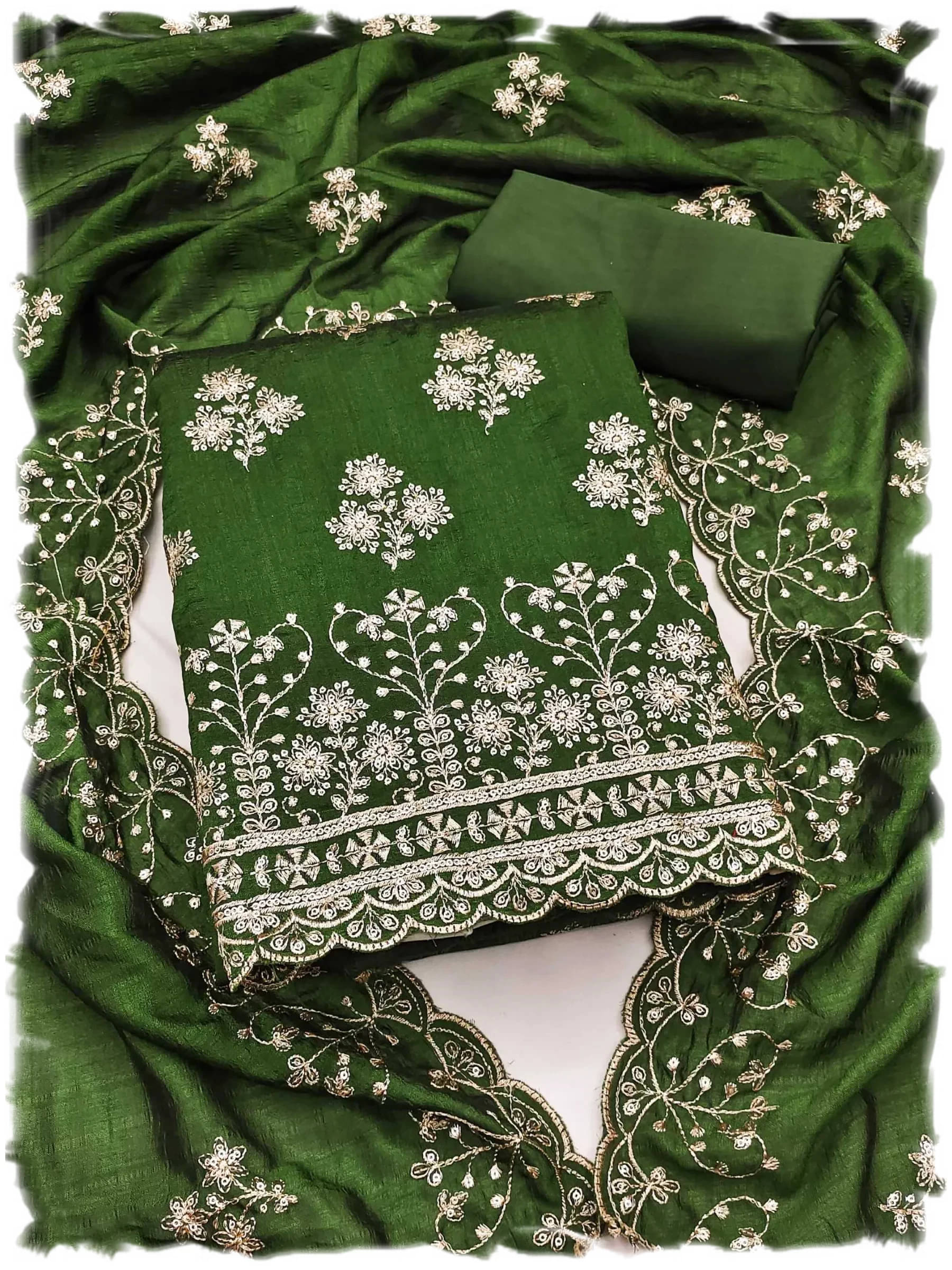     			PANZORA Women Cotton Unstitched Dress Material ( Green )
