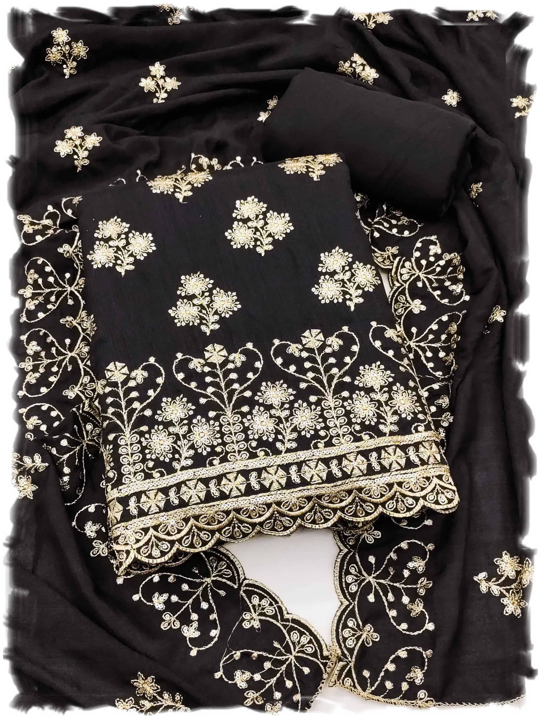     			PANZORA Women Cotton Unstitched Dress Material ( Black )