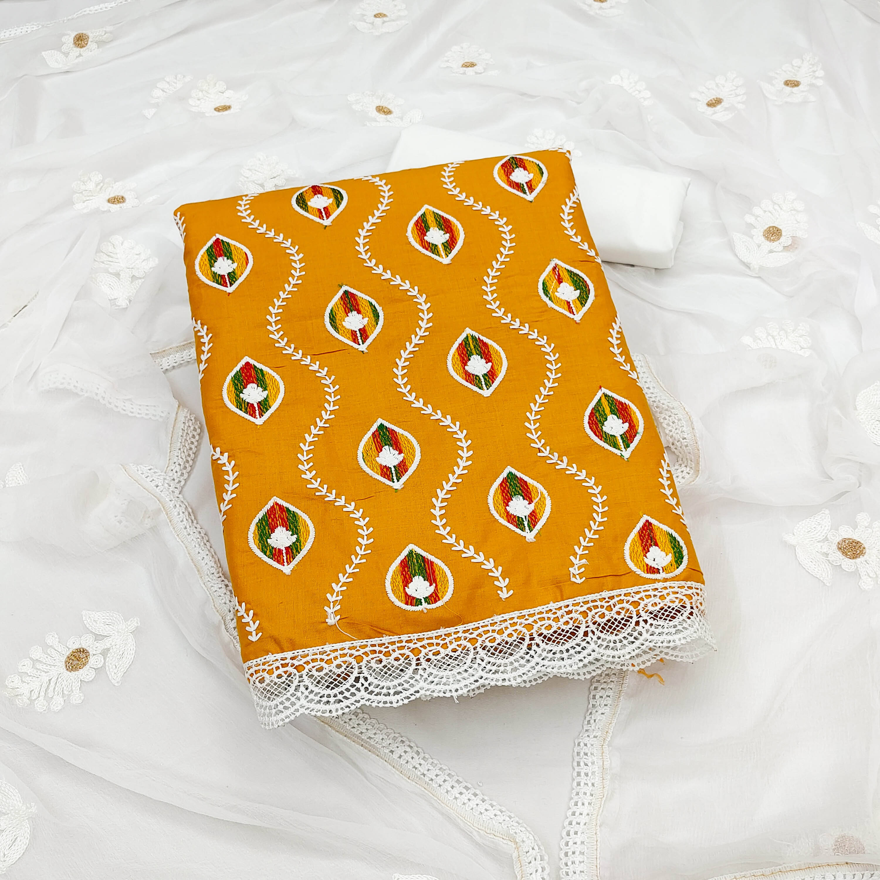 PANZORA Women Cotton Unstitched Dress Material ( Yellow )     			PANZORA Women Cotton Unstitched Dress Material ( Yellow )
