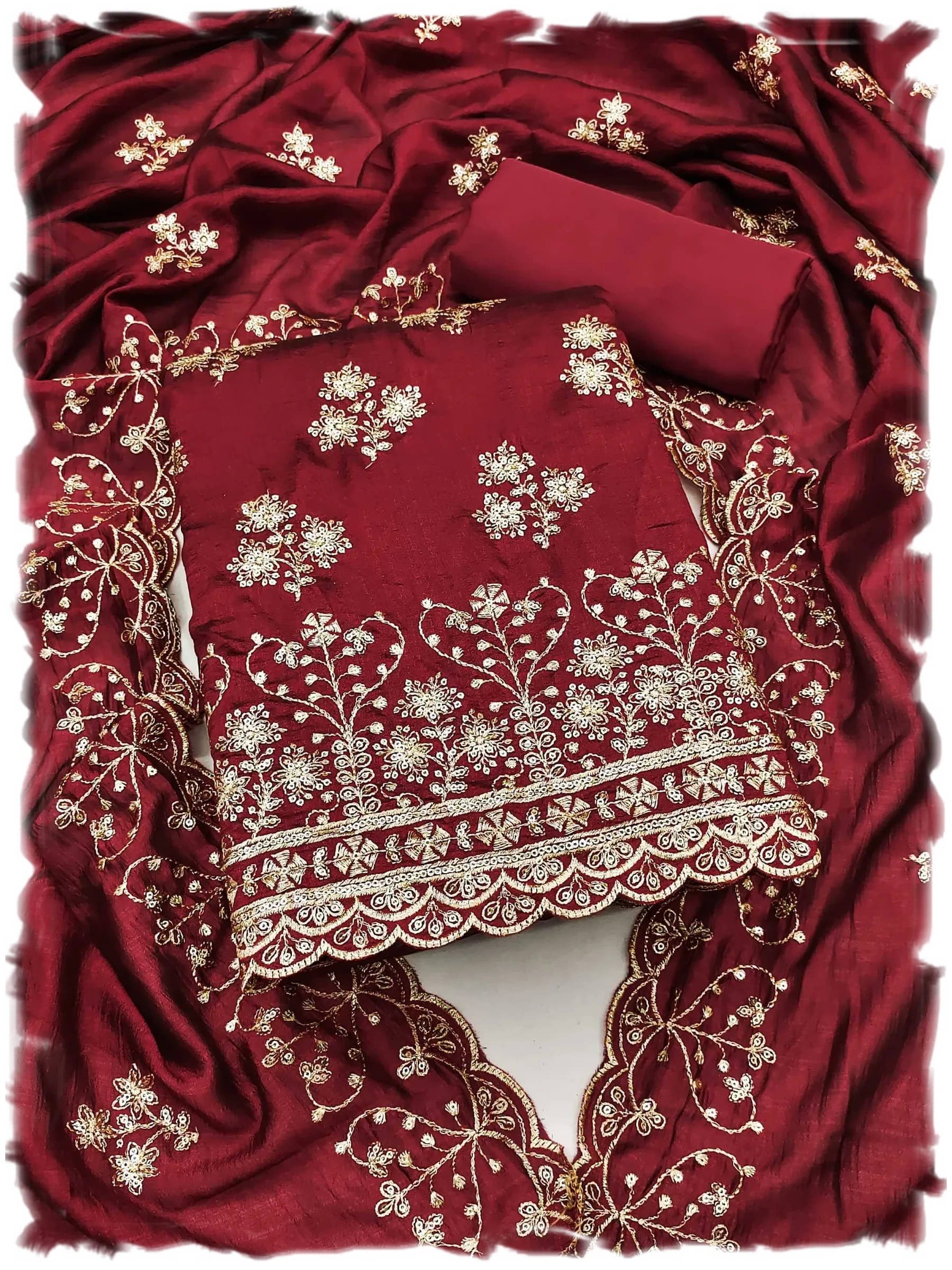     			PANZORA Women Cotton Unstitched Dress Material ( Maroon )