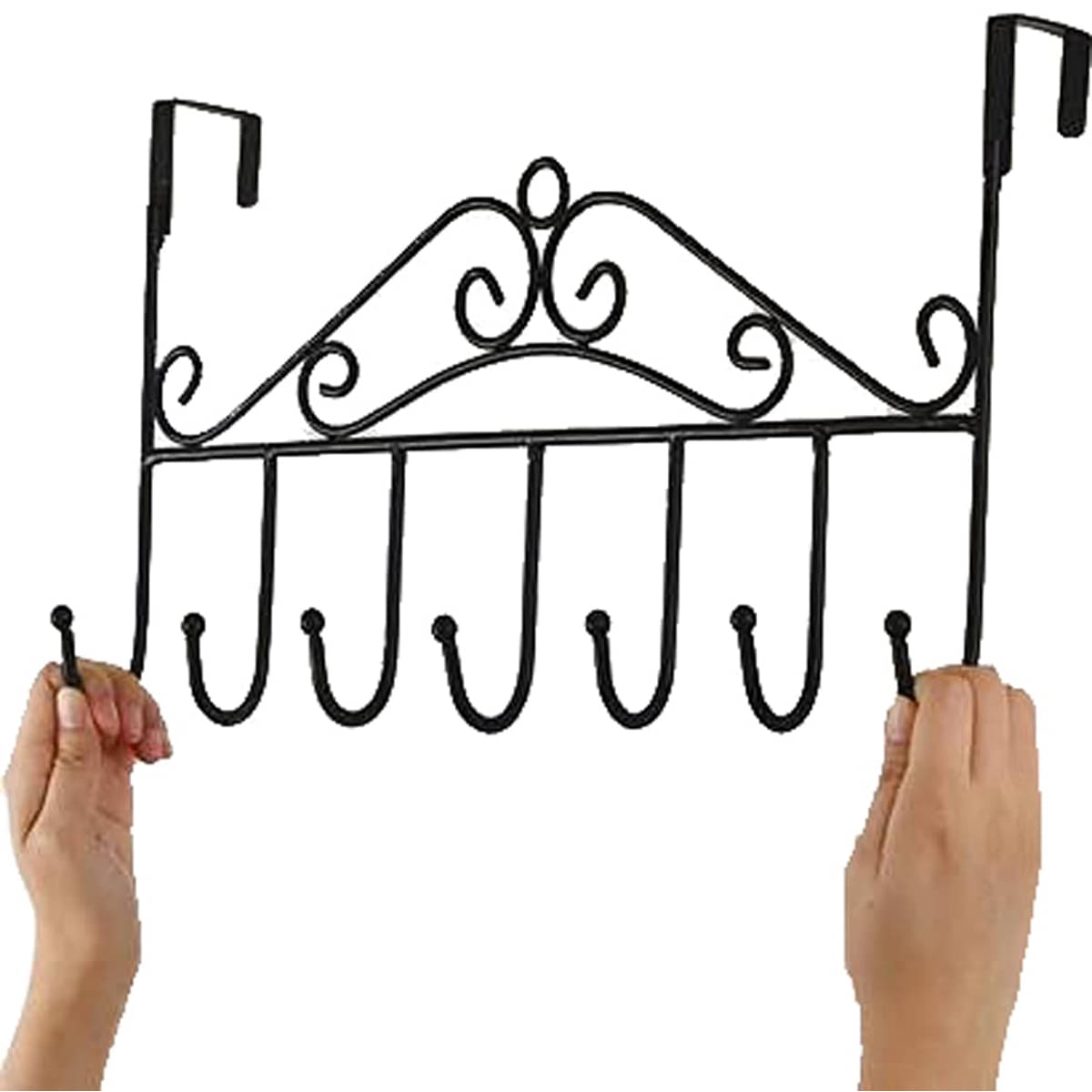     			PRIMIYARA Durable 7 Hook Door Hanger – Space Saving Over The Door Hook Organizer