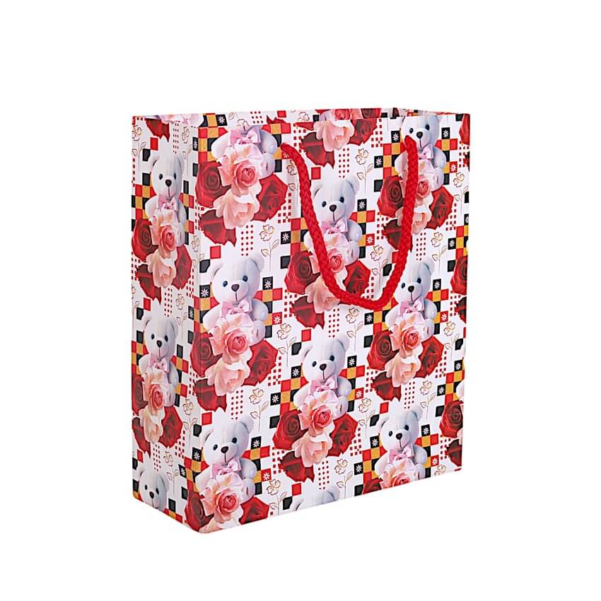     			Pack of 12pcs ( Each 10X8X3. inches) Floral Printed Paper Gift Bags, Paper Carry Bags For Birthday Gift, (200 GSM)
