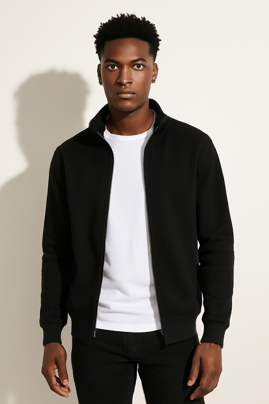 ParcelYard Cotton Blend Mandarin Collar Men's Sweatshirt - Black ( Pack of 1 ) ParcelYard Cotton Blend Mandarin Collar Men's Sweatshirt - Black ( Pack of 1 )