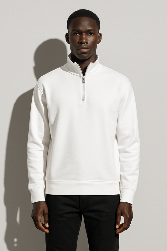 ParcelYard Cotton Blend Mandarin Collar Men's Sweatshirt - White ( Pack of 1 ) ParcelYard Cotton Blend Mandarin Collar Men's Sweatshirt - White ( Pack of 1 )