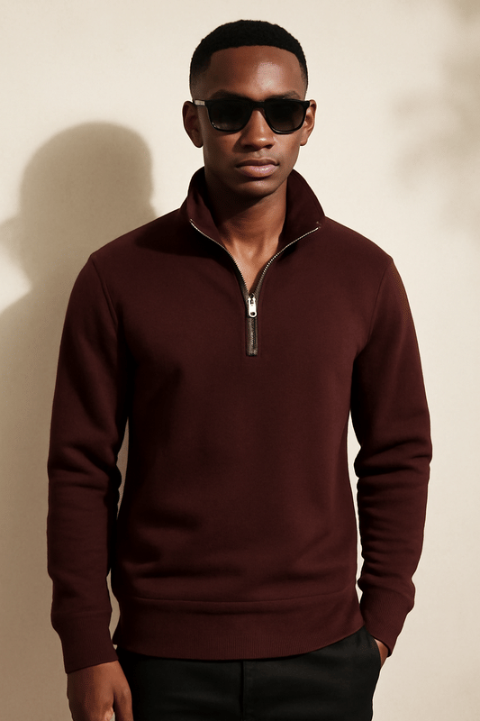 ParcelYard Cotton Blend Mandarin Collar Men's Sweatshirt - Wine ( Pack of 1 ) ParcelYard Cotton Blend Mandarin Collar Men's Sweatshirt - Wine ( Pack of 1 )