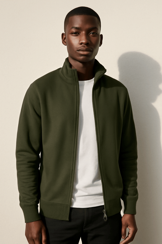 ParcelYard Cotton Blend Mandarin Collar Men's Sweatshirt - Olive ( Pack of 1 ) ParcelYard Cotton Blend Mandarin Collar Men's Sweatshirt - Olive ( Pack of 1 )