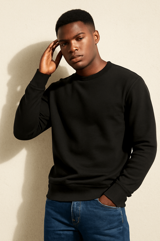ParcelYard Cotton Blend Round Neck Men's Sweatshirt - Black ( Pack of 1 ) ParcelYard Cotton Blend Round Neck Men's Sweatshirt - Black ( Pack of 1 )