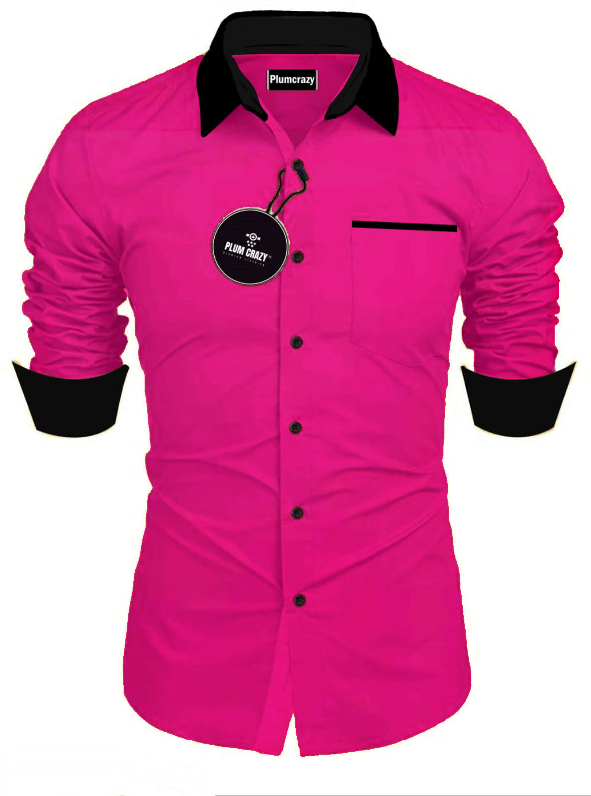     			Plumcrazy Cotton Blend Regular Fit Solids Full Sleeves Men's Casual Shirt - Pink ( Pack of 1 )