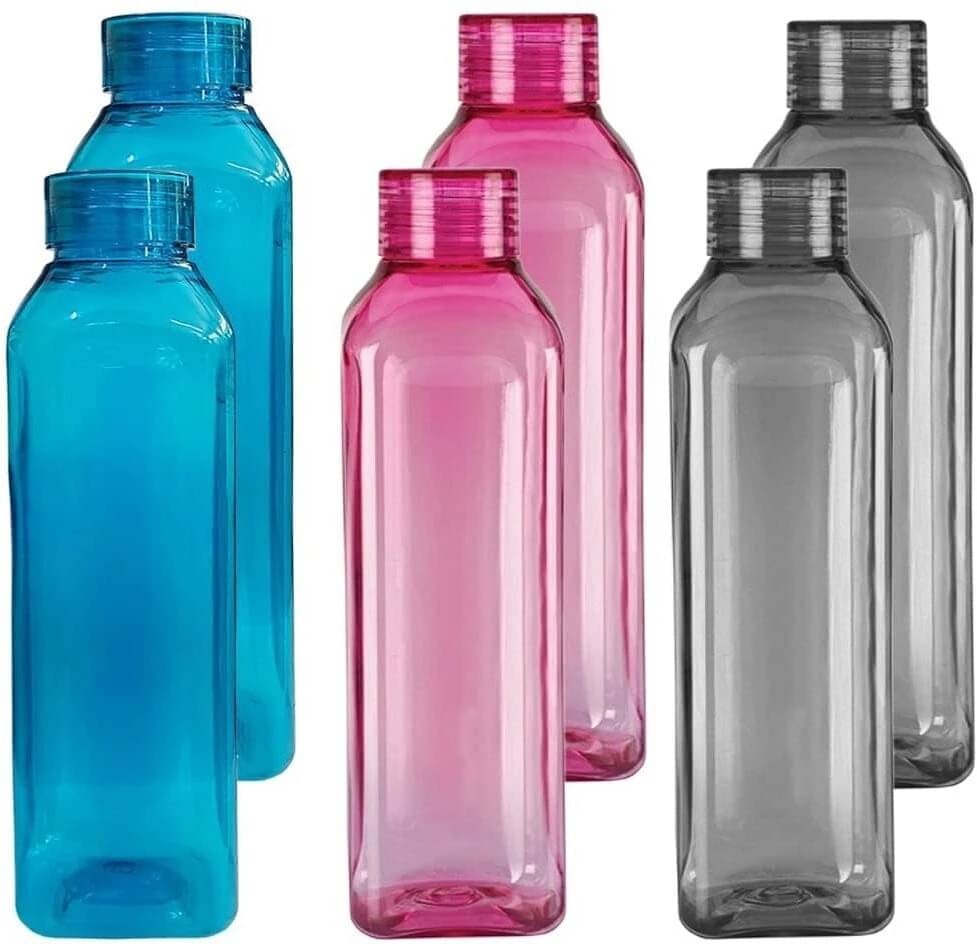     			RABBY Multicolor Plastic Water Bottle 1000 mL ( Set of 6 )