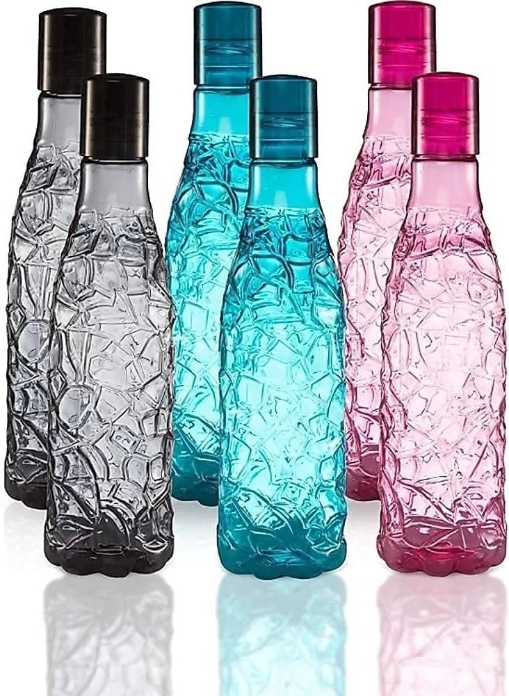     			RABBY Multicolor Plastic Water Bottle 1000 mL ( Set of 6 )