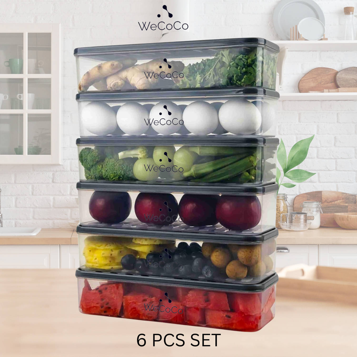     			RABBY Plastic Grey Multi-Purpose Container ( Set of 6 )