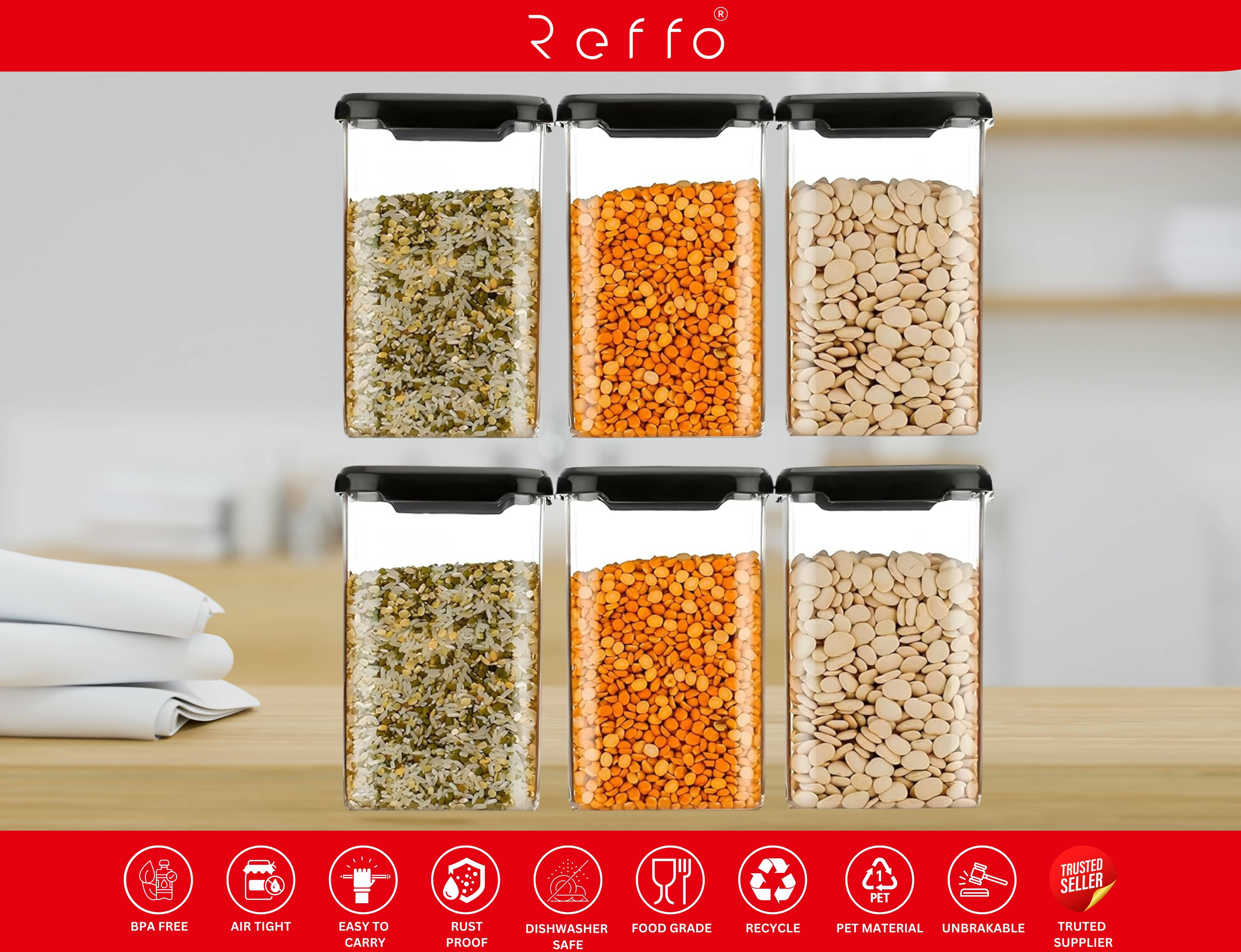     			RABBY Plastic Transparent Food Container ( Set of 6 )