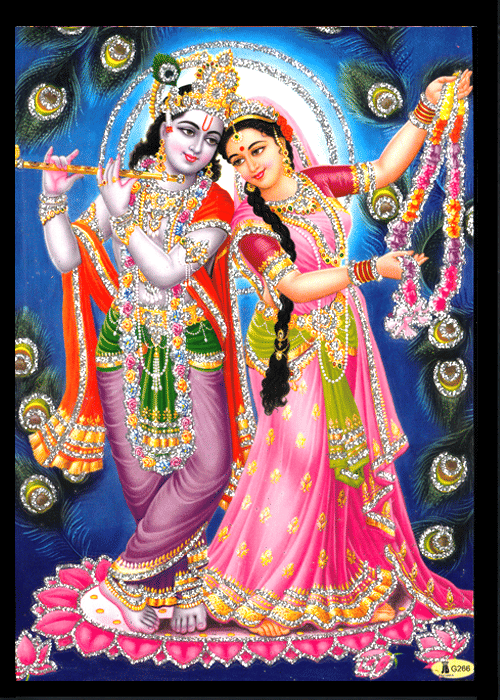 RADHA KRISHNA Sparkled Laminated Photo 5 (Width) x 7 (Length) inch on Wooden Base With Back Support Mount RADHA KRISHNA Sparkled Laminated Photo 5 (Width) x 7 (Length) inch on Wooden Base With Back Support Mount