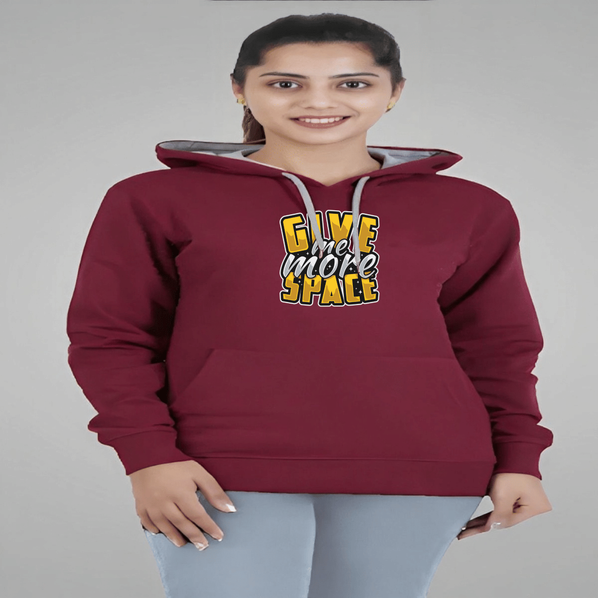 Reya Women Cotton Blend Hooded Sweatshirt ( Maroon )     			Reya Women Cotton Blend Hooded Sweatshirt ( Maroon )