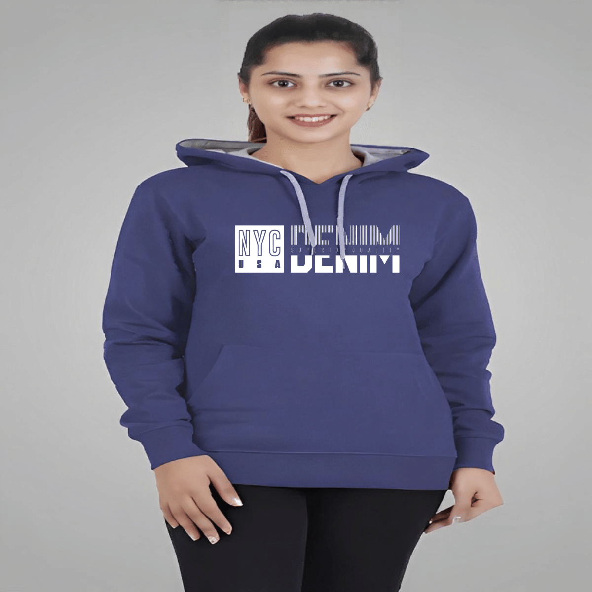     			Reya Cotton Blend Women's Hooded Sweatshirt ( Blue )