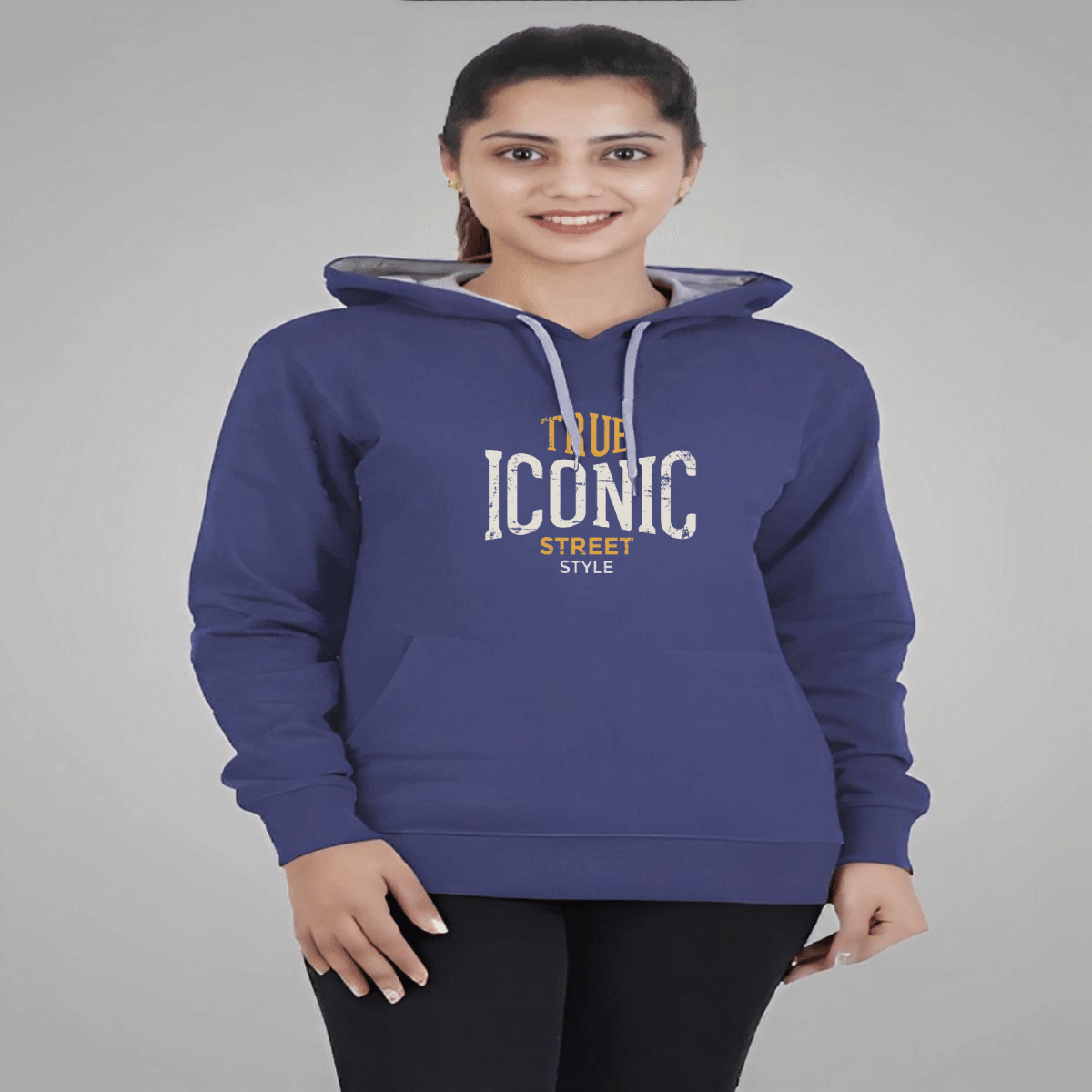 Reya Women Cotton Blend Hooded Sweatshirt ( Blue )     			Reya Women Cotton Blend Hooded Sweatshirt ( Blue )