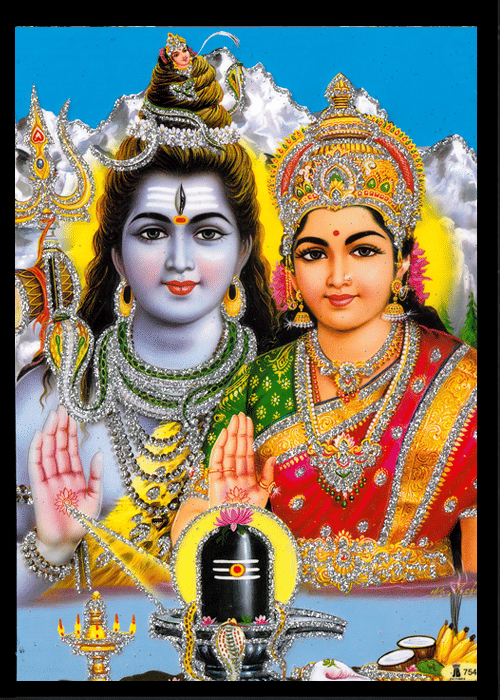 SHIVA PARVATI WITH LINGAM Sparkled Laminated Photo 5 (Width) x 7 (Length) inch on Wooden Base With Back Support Mount SHIVA PARVATI WITH LINGAM Sparkled Laminated Photo 5 (Width) x 7 (Length) inch on Wooden Base With Back Support Mount