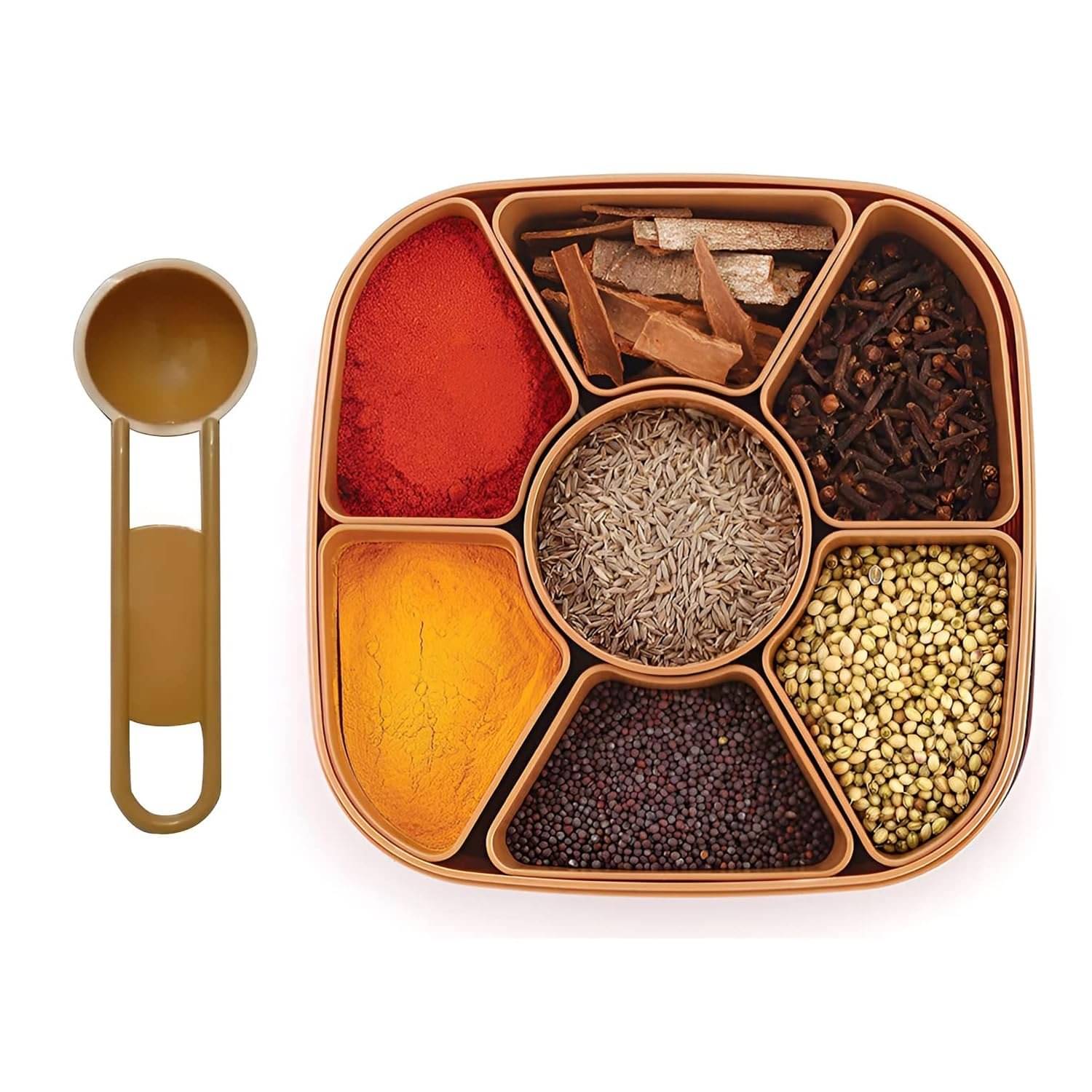SPIX MASALA BOX CONTAINER Plastic Brown Spice Container ( Set of 1 ) SPIX MASALA BOX CONTAINER Plastic Brown Spice Container ( Set of 1 )