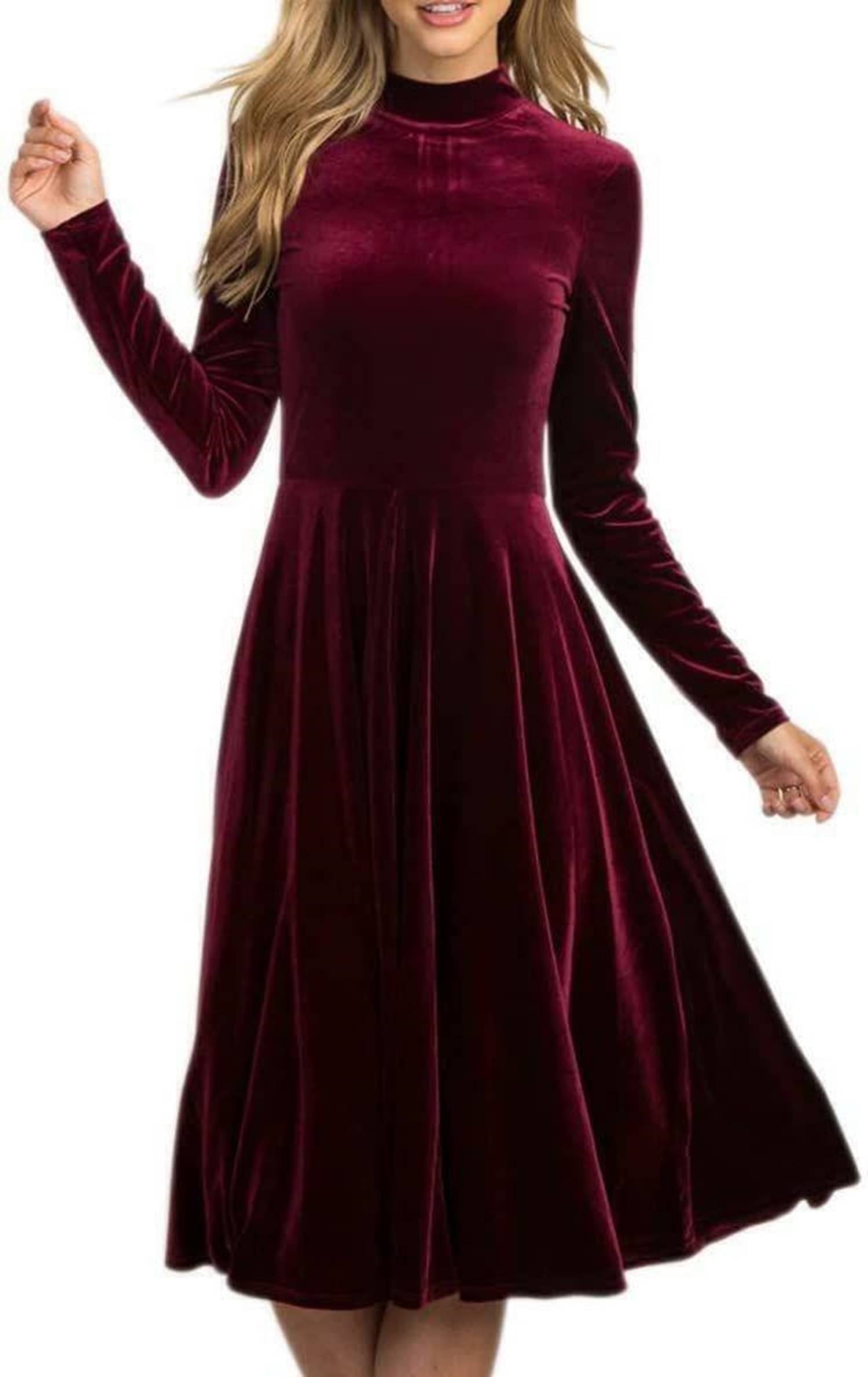     			True Westies Women Velvet Solid A-line Dress ( Maroon )