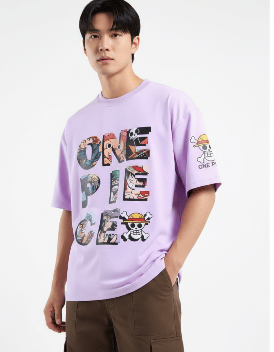 Tshirts Buddy Men Cotton Blend Oversized Fit Printed T-Shirt ( Lavender )     			Tshirts Buddy Men Cotton Blend Oversized Fit Printed T-Shirt ( Lavender )