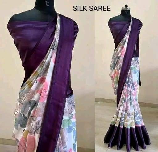     			V FANCY Silk Printed Mysore Silk Sarees With Stitched Blouse ( Purple )