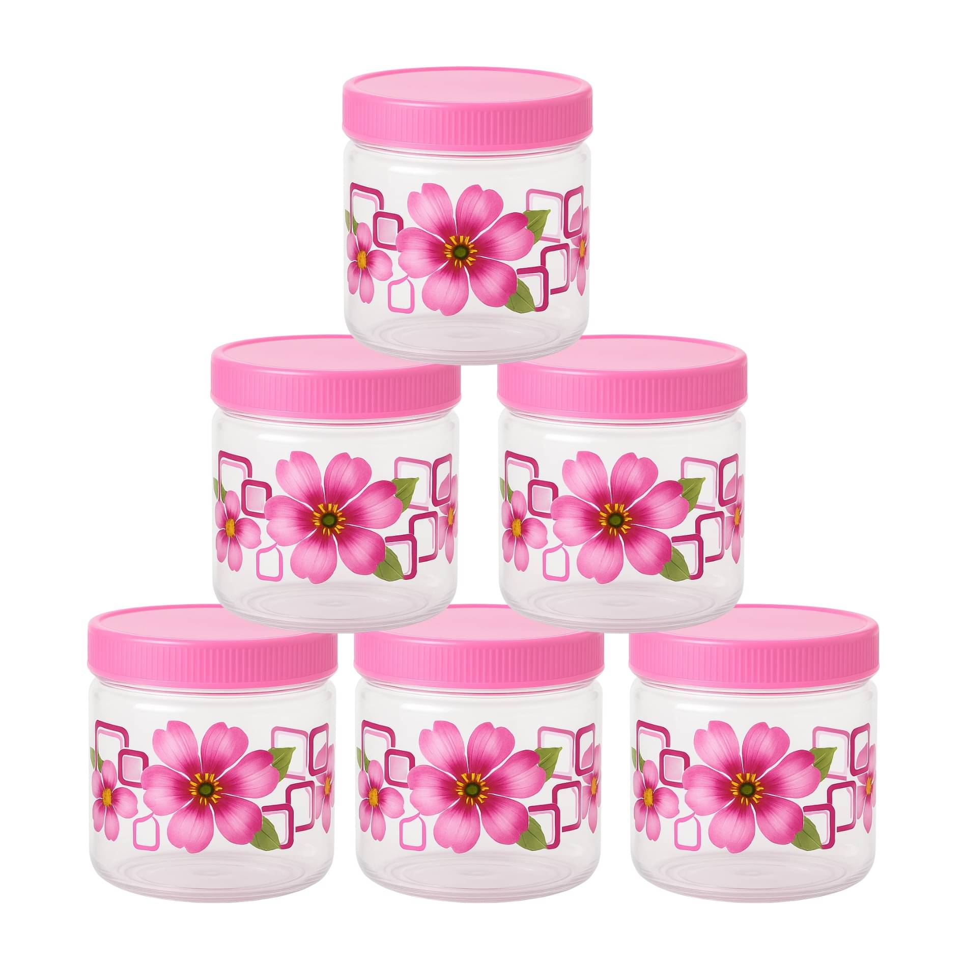     			VRISTO Grocery Container Plastic Pink Spice Container ( Set of 6 )