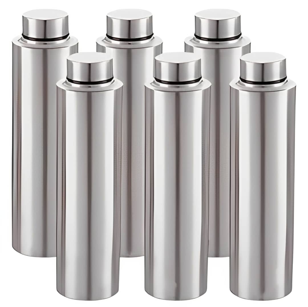 Visaxmi Steel Water Bottle Silver Steel Fridge Water Bottle 1000 mL ( 6 )