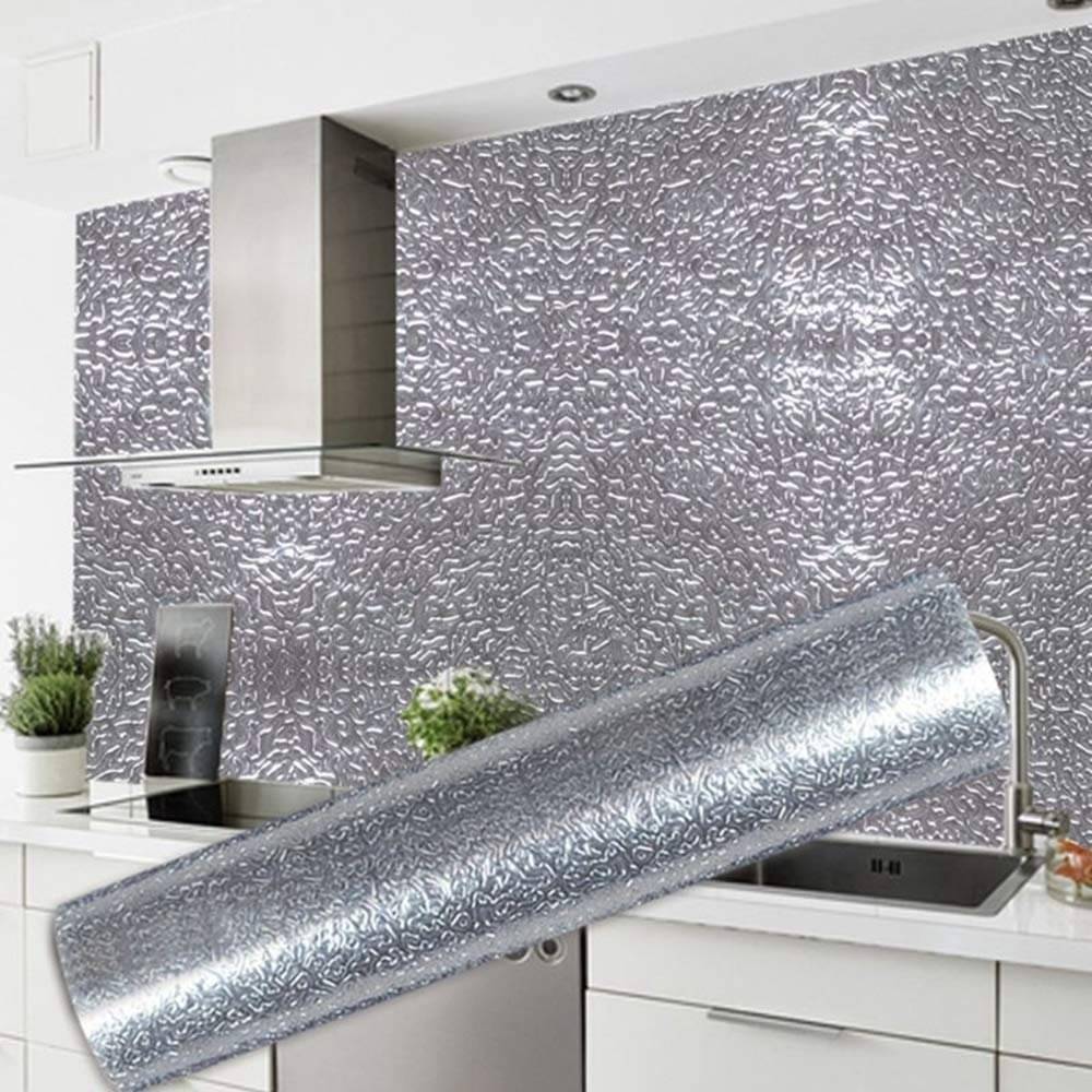     			ZAPPYPOP Silver Textured Wallpaper for Wall | Self Adhesive Wallpaper Sticker | Kitchen Wallpaper Waterproof | Oil Proof & Heat Resistant Wall Paper Water Proof | Home Decoration Material(Pack of 1)