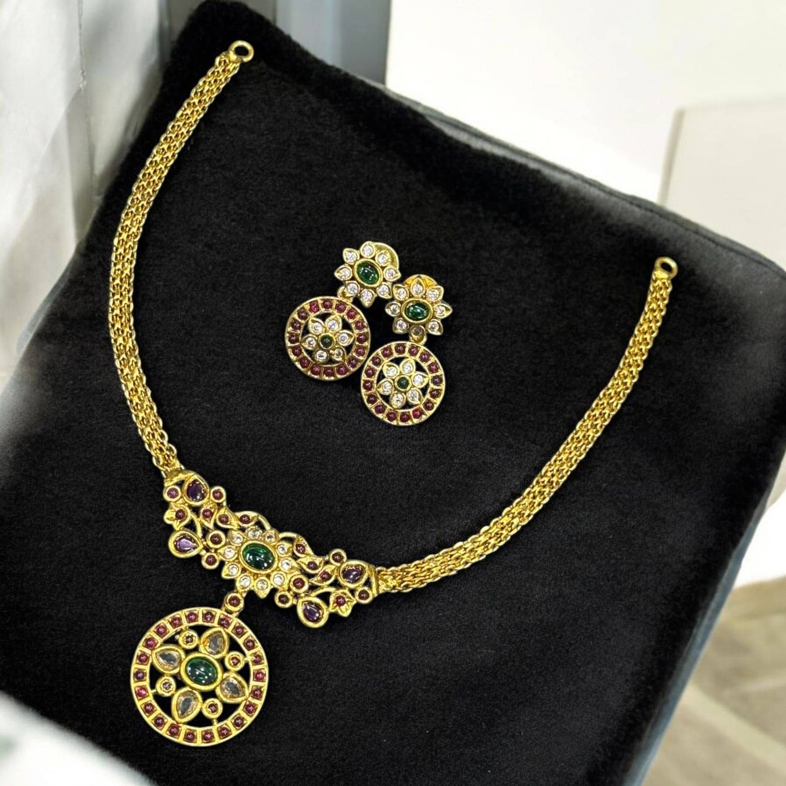 charming luxe jewels Multi Color Brass Necklace Set ( Pack of 1 ) charming luxe jewels Multi Color Brass Necklace Set ( Pack of 1 )