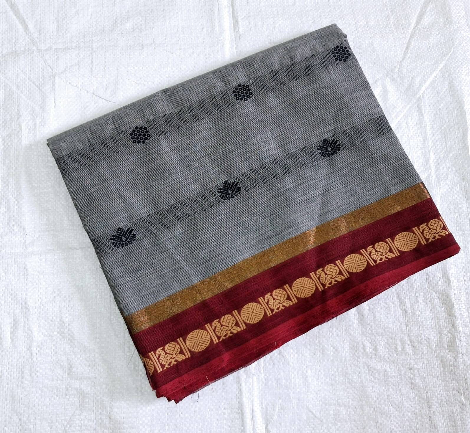     			chettinad cotton saree Cotton Woven Design Chettinad Saree Without Blouse Piece ( Grey,Gold,Red )