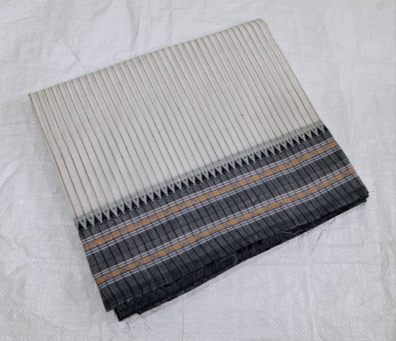     			chettinad cotton saree Cotton Woven Design Chettinad Saree Without Blouse Piece ( White,Black )