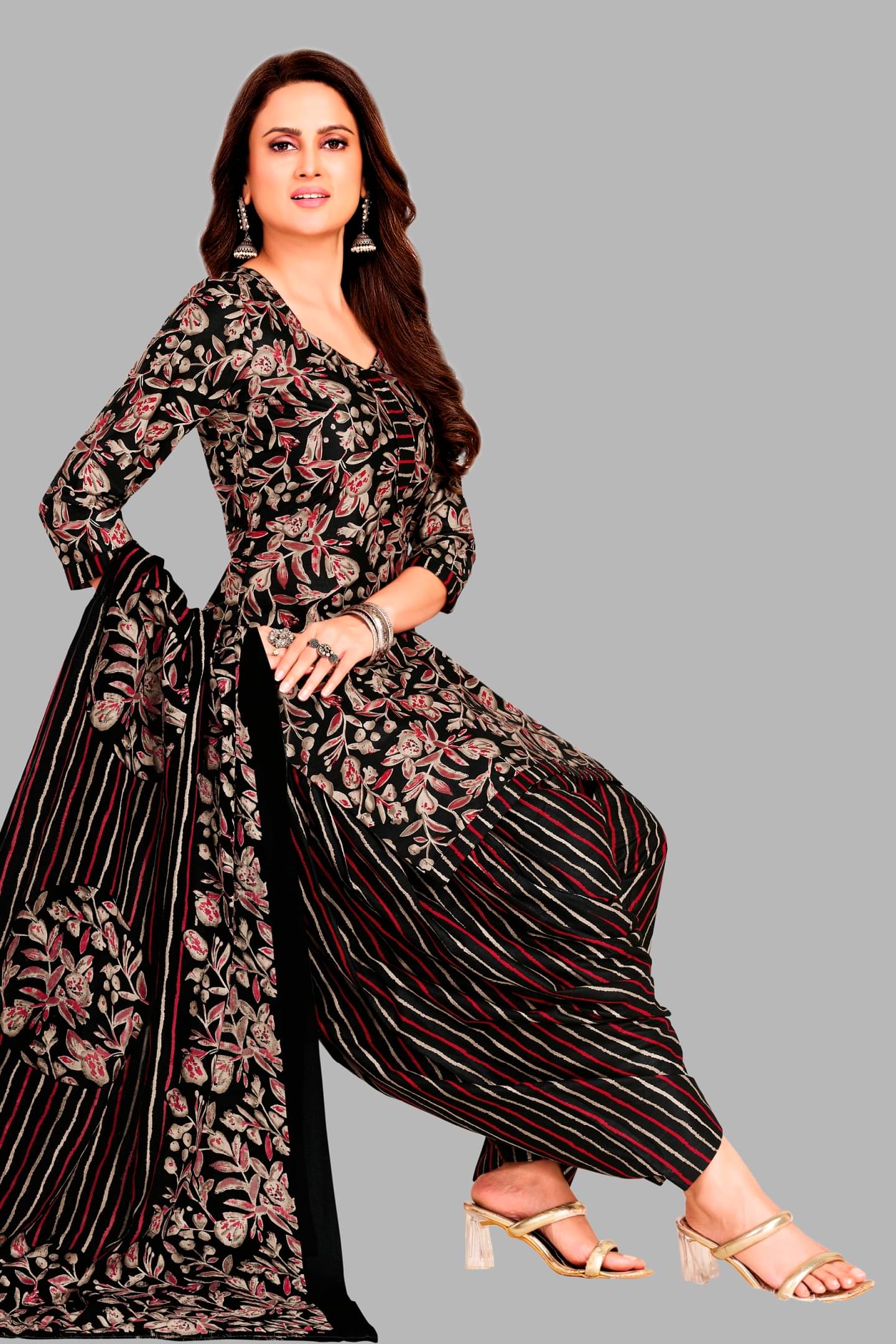     			shree jeenmata collection Women Cotton Unstitched Dress Material ( Multicolor )