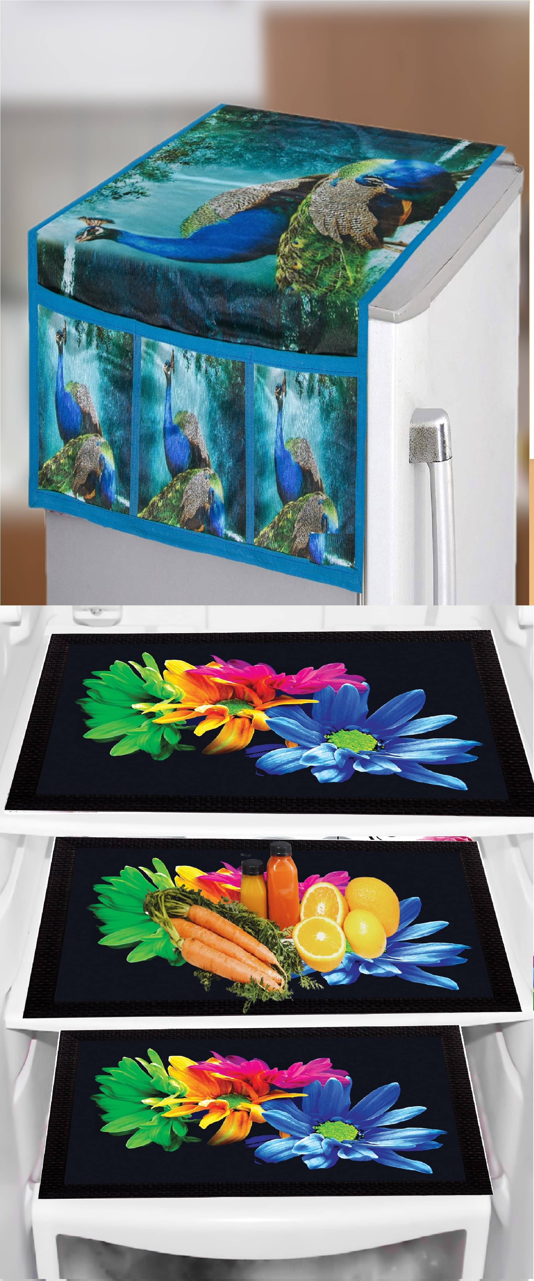 trendy Rabbit Polyester Blend Floral Fridge Mat & Cover ( 99 53 ) Pack of 4 - Multicolor trendy Rabbit Polyester Blend Floral Fridge Mat & Cover ( 99 53 ) Pack of 4 - Multicolor
