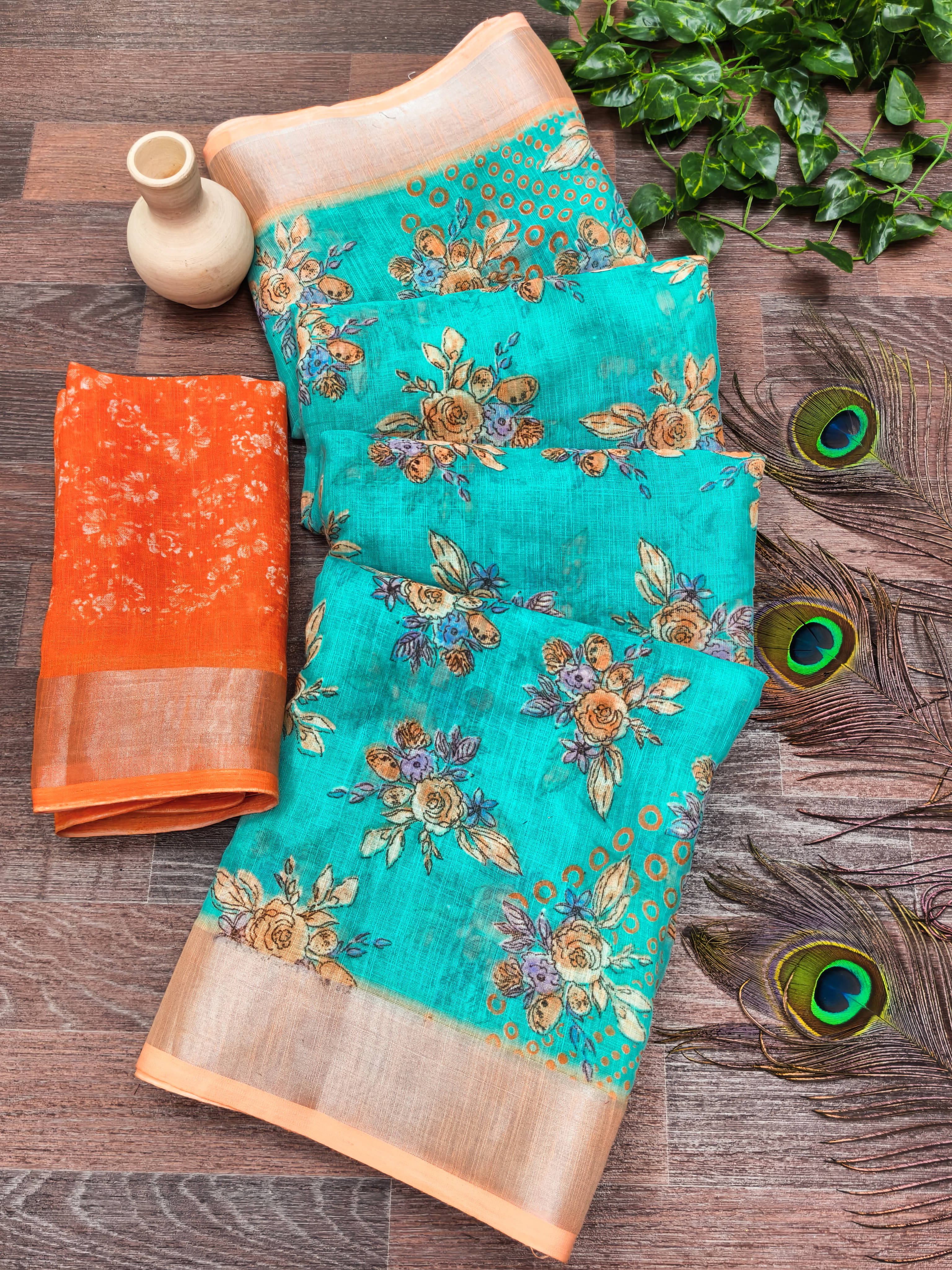 ANAND SAREES Linen Printed Ilkal Saree With Unstitched Blouse Piece ( RAMA ) ANAND SAREES Linen Printed Ilkal Saree With Unstitched Blouse Piece ( RAMA )